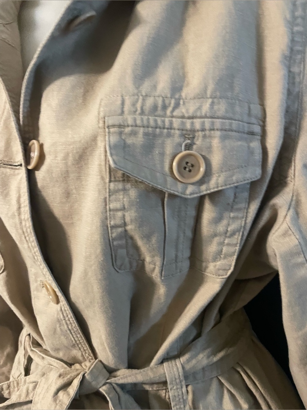 Jones New York Sport Linen Blend Safari Utility Jacket Belted Tan XL - Picture 4 of 9